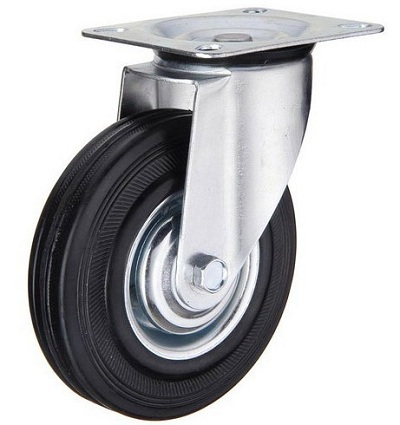 Industrial Caster Black Rubber Wheel with Swivel Top Plate