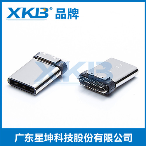 供应台湾星坤type-c3.1连接器 USB 3.1插头 TYPE-C夹板式拉伸公头 无缝TYPE-C