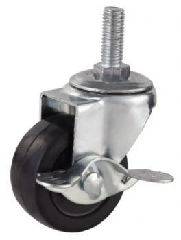 Rubber Casters Threaded Stem with Side Brake