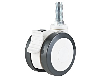 Twin Wheel Medical Caster Polyurethane tread Swivel