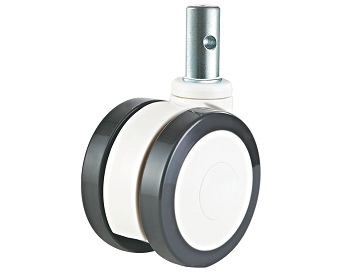 Twin Wheel Medical Caster Polyurethane tread Swivel Round