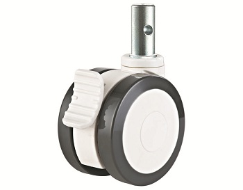 Twin Wheel Medical Caster Polyurethane tread Swivel Round