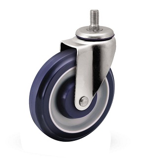 Twin Wheel Medical Caster Polyurethane tread Swivel Round