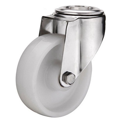 Industrial Caster White Polypropylene Wheel Threaded Stem