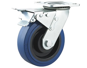 Heavy Duty Blue Elastic Rubber Caster Swivel Plate with