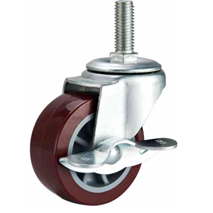 Light Duty Polyurethane Caster Threaded Stem Side Brake