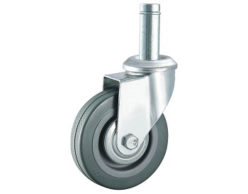 Gray Rubber Caster Swivel Threaded Stem