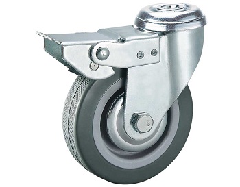 Gray Rubber Caster Swivel Round Stem