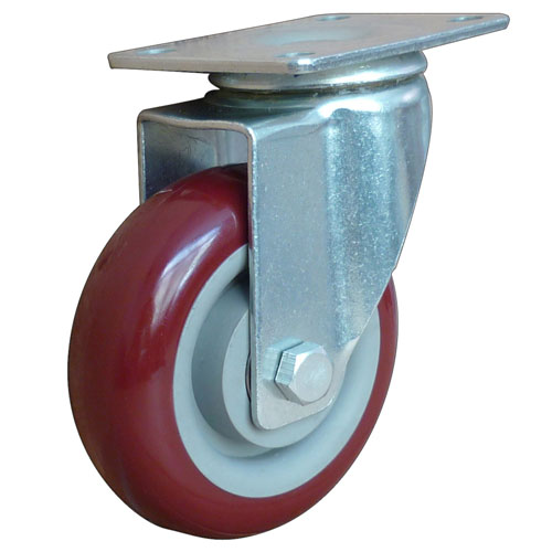 Red medium duty swivel caster