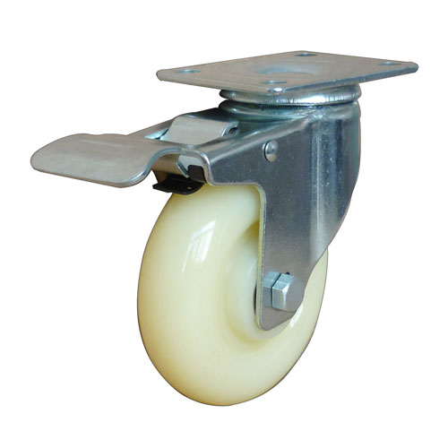 Red medium duty swivel caster with total brake 