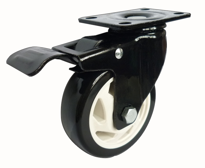 Medium duty swivel caster with total brake