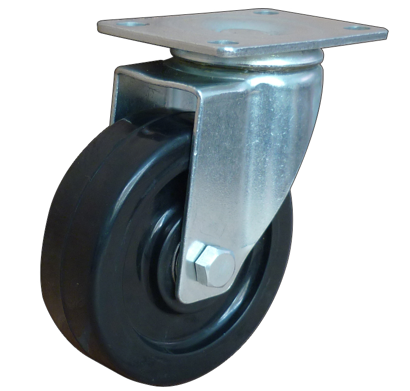 Medium duty blue elastic rubber swivel caster