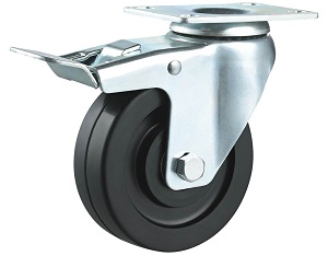 ESD and Conductive Rubber Casters Swivel Plate with Brake