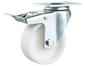 Medium Duty White PP Caster Swivel Plate with Brake