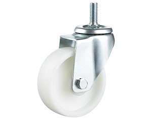 Medium Duty White PP Caster Swivel Threaded Stem