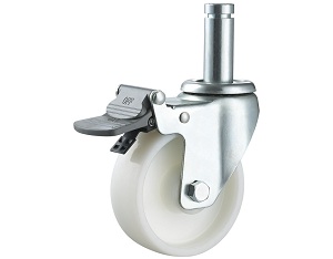 Medium Duty White PP Caster Swivel Round Stem