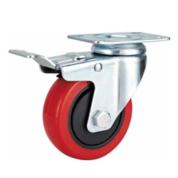 Medium Duty Red PU Caster Swivel Plate with Brake