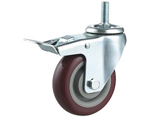 Medium Duty PU Caster Threaded Stem with Brake