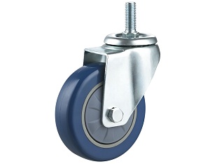 Medium Duty Caster with Blue Polyurethane Wheel 