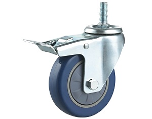 Medium Duty Caster with Blue Polyurethane Wheel 