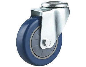 Medium Duty Caster with Blue Polyurethane Wheel 