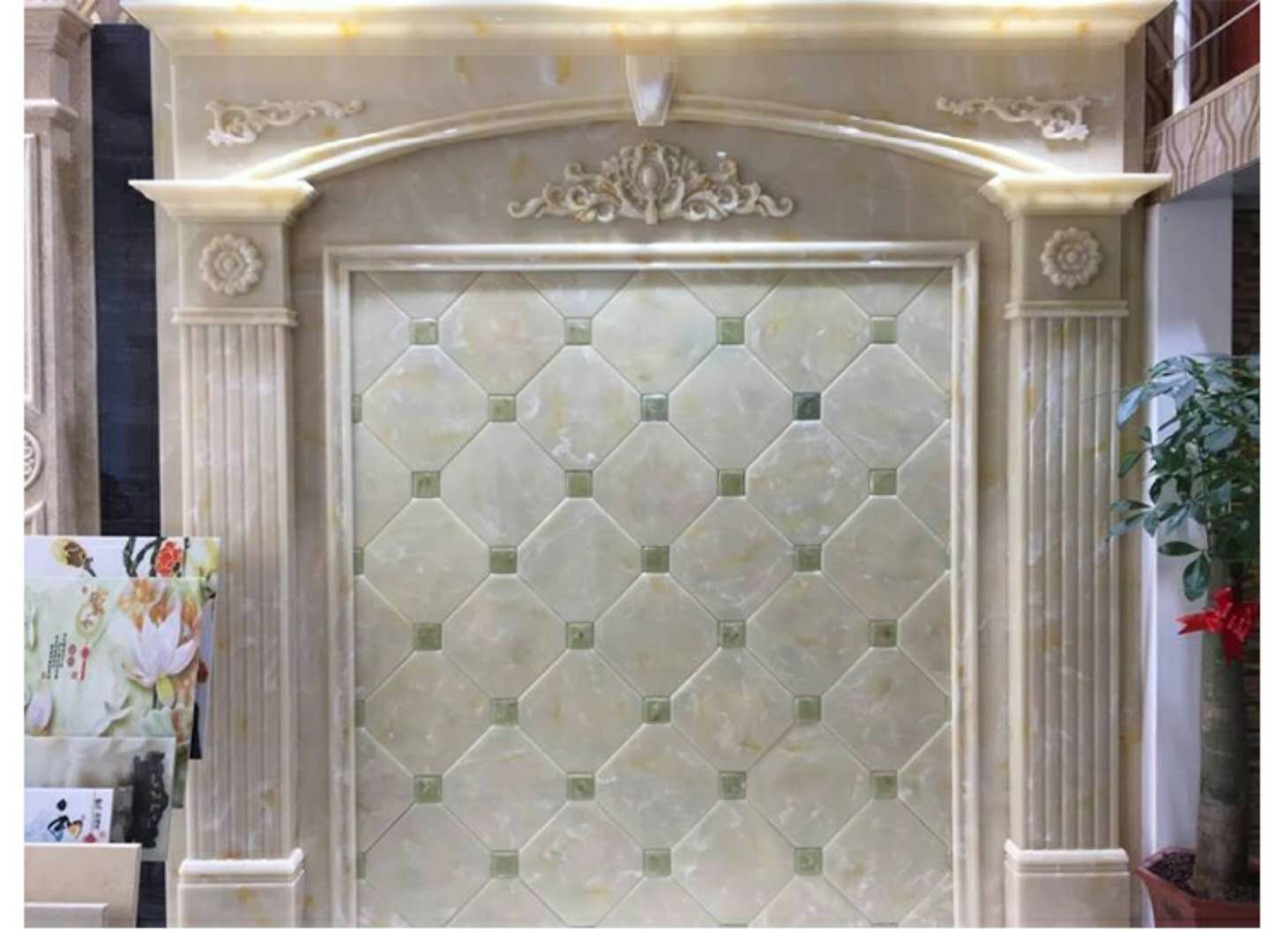 仿玉石羅馬柱背景墻