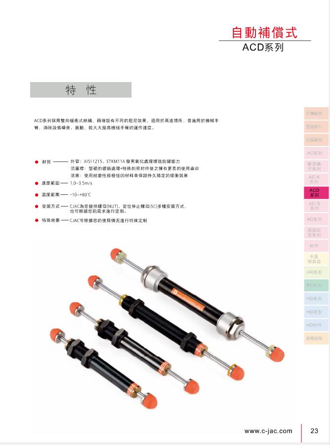 臺灣西捷克CJAC油壓緩沖器自動補償式ACD系列