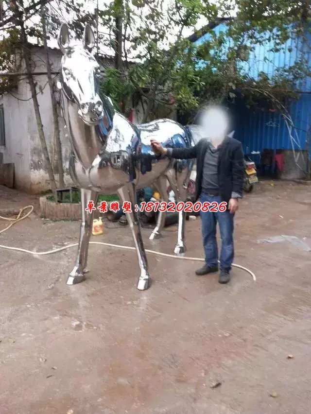 不銹鋼馬雕塑公園動物雕塑 原始圖片2