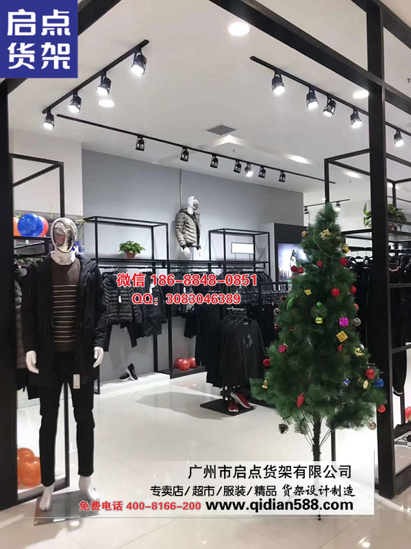 潮流男士服装店货架,定制个性化服装货架效果图